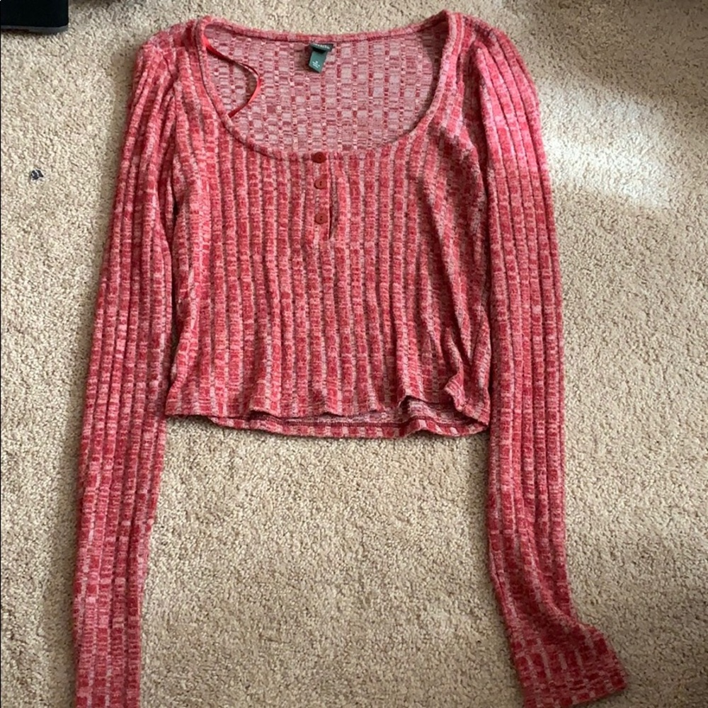 Fuzzy long sleeve crop top